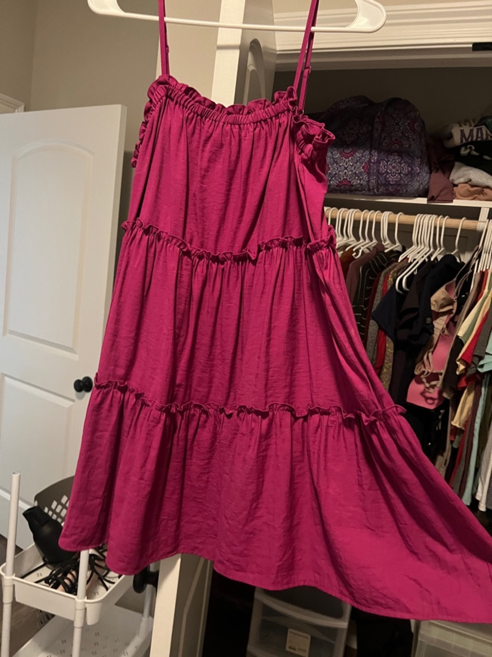 Fuchsia Tiered Spaghetti Strap Sundress